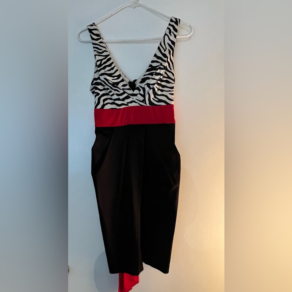 City Triangles Zebra Print and Red Midi Dress